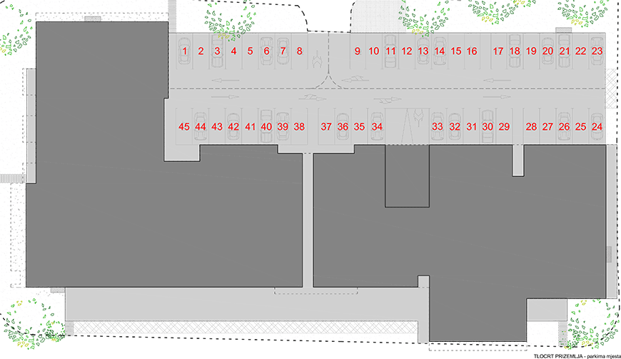 Prizemlje - parkirna mjesta